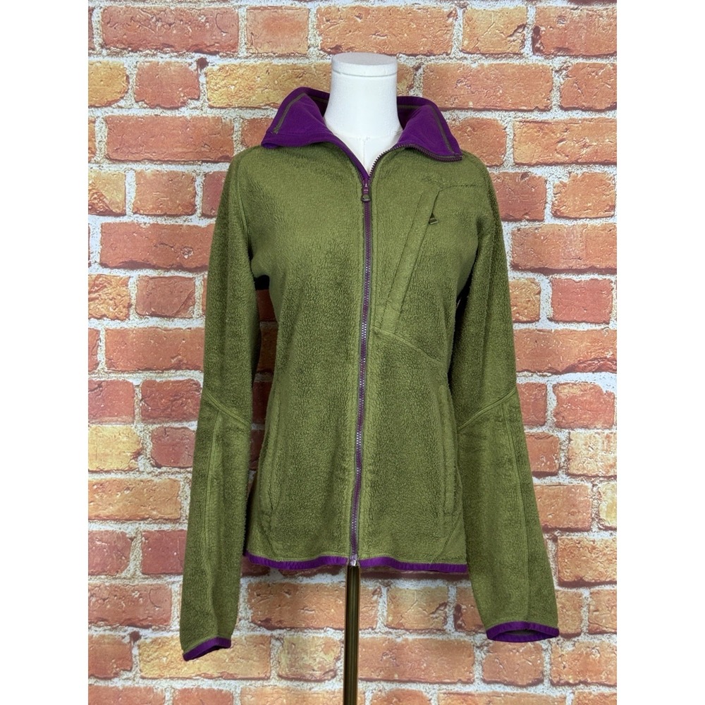 AK Burton Women's Medium Fleece Full Zip Jacket Pockets Green‎ Teddy Dry Ride